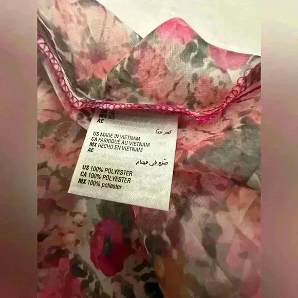 INC Tie Bow Floral Blouse in Pink size XL - Picture 7 of 11